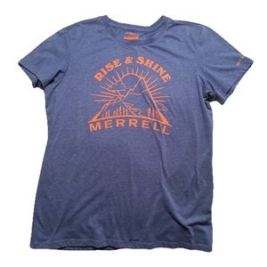 Merrell Women's Blue Rise & Shine Short Sleeve T-Shirt with Mountains Size Small
